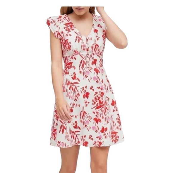 Banana Republic Dresses & Skirts - Banana Republic Linen & Cotton Blend Red, Pink & White Floral Mini Dress. Size 8